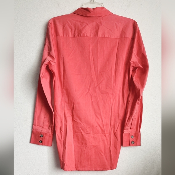 Koret Women's Coral Pink Collared Button-Up Blouse Size L (NWT) & Extra Button - Picture 7 of 10